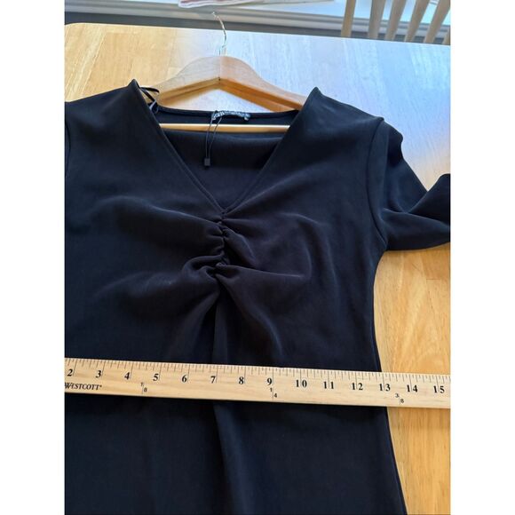 Zara Ottoman Knit Dress V Neck Ruched Front SZ XL - Picture 9 of 14